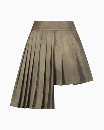 Back of Asha Asymmetric Pleated Skirt by Aseye Studio