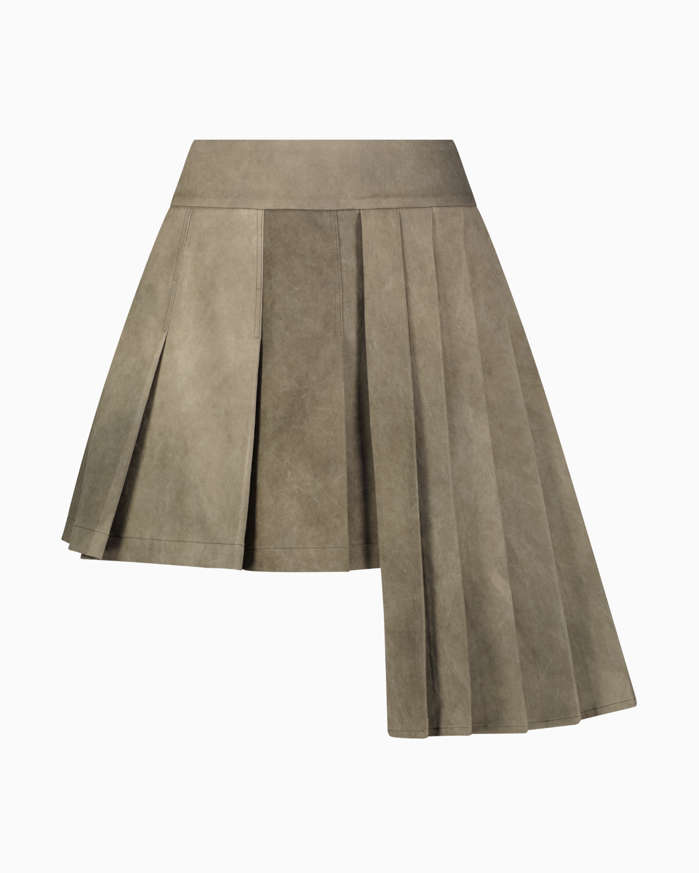 Asha Asymmetric Pleated Skirt in Washed Gray color by Aseye Studio