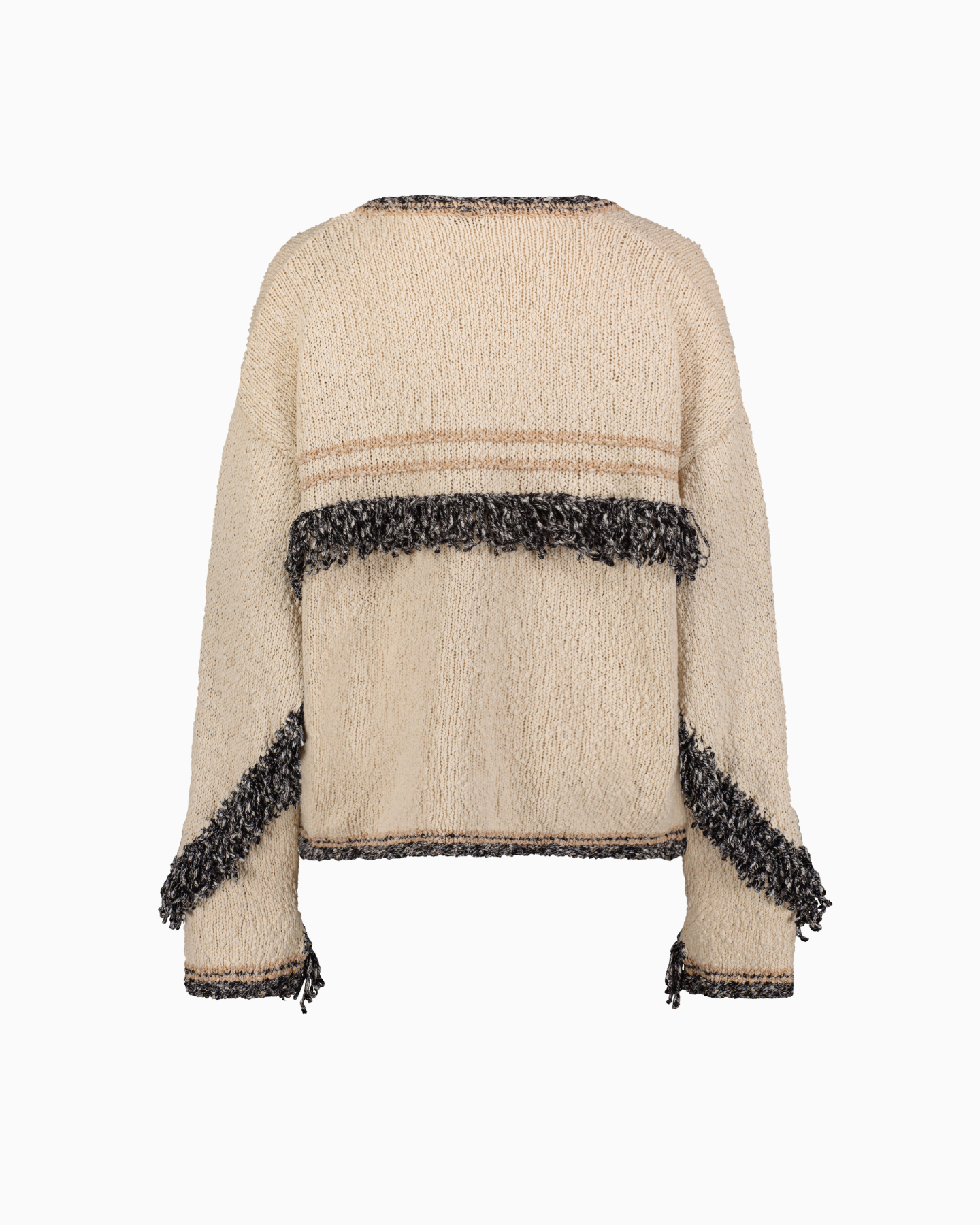 Back View of Aspen Fringe Cardigan in Cream