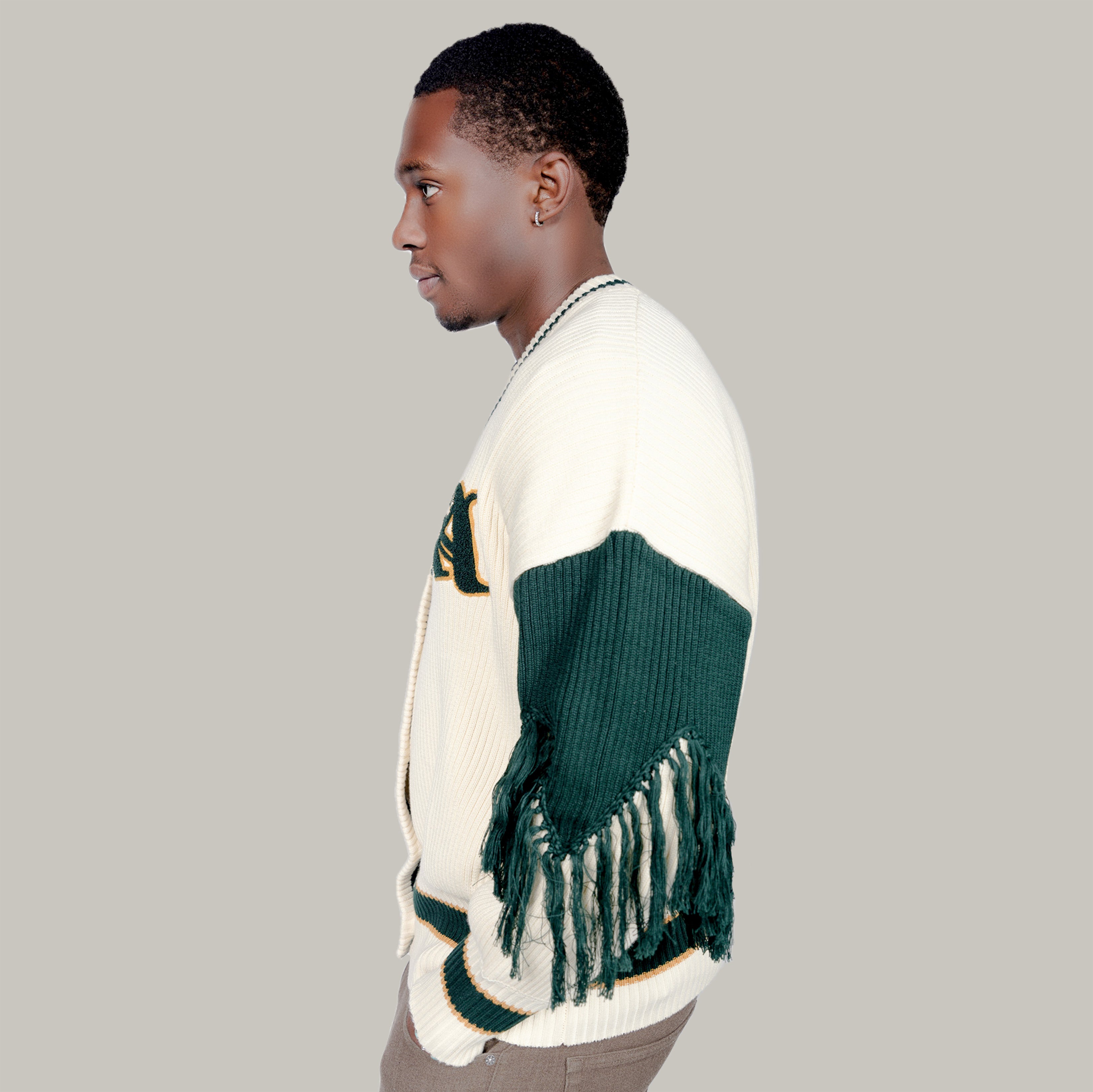 Green varsity clearance sweater