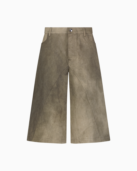 Tommi Knee-Length Shorts in Washed Grey and Cream by Aseye Studio