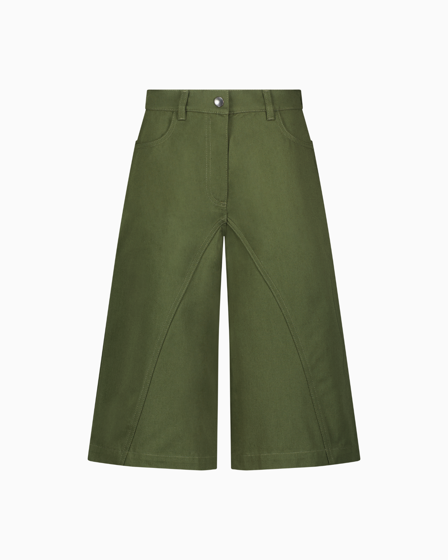 Tommi Knee-Length Shorts in Olive Green by Aseye Studio