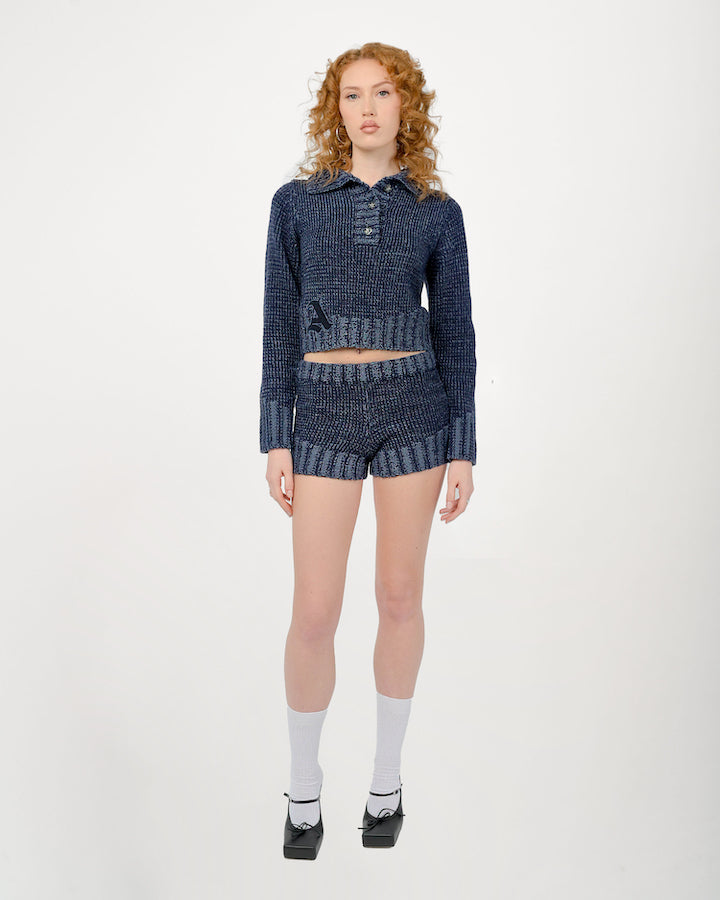 Model is wearing Zaya Knit Top and Zaya Knit Shortts in Size Small by Aseye Studio